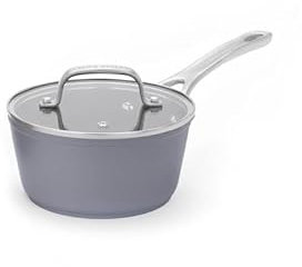 Laura Ashley 16 cm Non Stick Saucepan with Lid - BPA, PFOA-Free Forged Aluminium Cooking Pan 1.2L - Easy to Wash & Oven Safe with 10-Years Guarantee - Multi Hob, Induction Compatible - Dark Slate