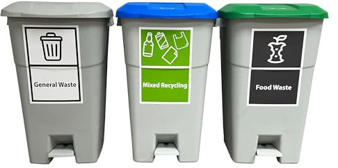 Simpler Recycling Station - Pedal Bin 60 Litres,Recycle Station, Recycle, Pedal, General Waste, Mixed Recycling, Food Waste