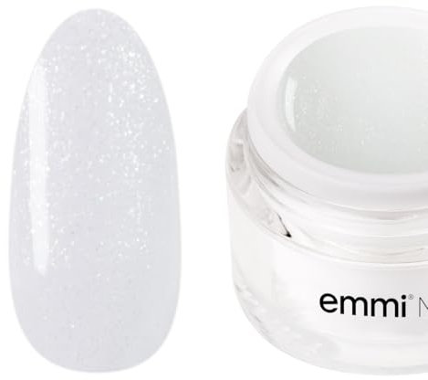 Emmi Nail Farbgel | UV/LED-Gel für brillante Farbintensität | Hohe Deckkraft, mittelviskos & selbstglättend | Kein Verlaufen in Nagelränder | 5 ml – Milky White Glitter