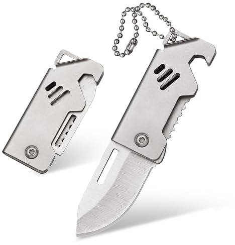 HARY Tragbares Taschenmesser aus Rostfreiem Edelstahl Kleines Taschenmesser als Schlüsselanhänger Messer Multifunktionales Kleinstmesser Perfektes Taschenmesser Outdoor Geschenk