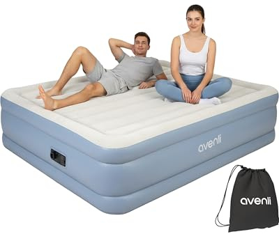 AVENLI Luftmatratze Luftbett selbstaufblasend für 2 Personen 203x152x46cm aufblasbare Matratze Gästebett mit integrierter Pumpe extra hohe Liegefläche beflockte Oberfläche für Camping & Zuhause