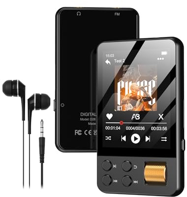 AGXOV 64GB MP3 Player Bluetooth 5.4 mit Kopfhörer, MP3 Player Kinder mit 2.4 Zoll Touchscreen, Musikplayer Audible mit Musikwiedergabe, Sprachrekorder, HiFi-Sound