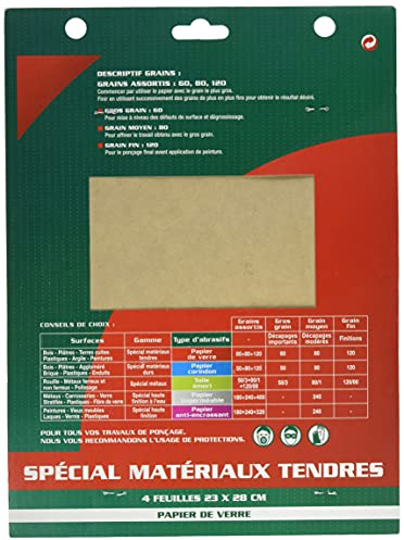 SAVY Papier de verre 4 feuilles grain fin