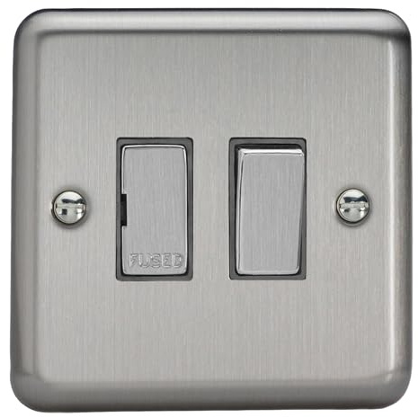 Varilight Switched Fused Spur - Value Matt Chrome With Brushed Steel Insert, XS6D