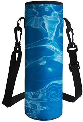 HUGS IDEA Borsa termica in neoprene per bottiglia d'acqua con tracolla, Modello9, L, Elegante