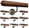 TIBU Ami Nussbaum Geländer Handlauf Treppe Holz Griff gewinkelt Edelstahlhalter, Länge 30-500 cm - Variante: 230 cm mit 3 Halter und Ende Halbkugel gefräst