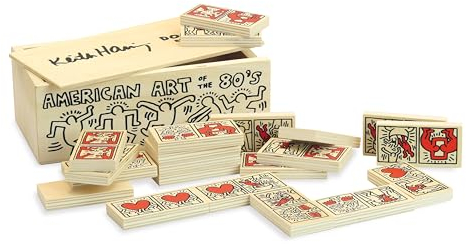Vilac Dominospiel aus Holz für Kinder und Erwachsene, ideal für Reisen, klassisches Tisch-Spaßspiel für Familie, Keith Haring (in praktischer Holzbox), ab 2 Jahren