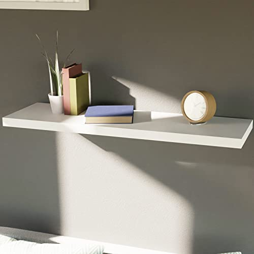 Mojawo Hochwertiges Wandregal Wandboard Bücherregal Hängeregal, CD DVD Regal Schweberegal Weiß 80cm MDF PVC B80xH3,8xT23,5 cm