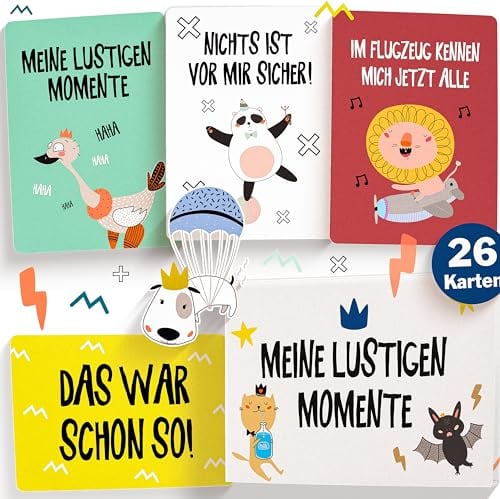 OLGS Baby Meilensteinkarten – 26 Lustige Erinnerungskarten für Jungs & Mädchen – Babymomente perfekt zur Geburt oder Babyparty – Inkl. Magnetbox