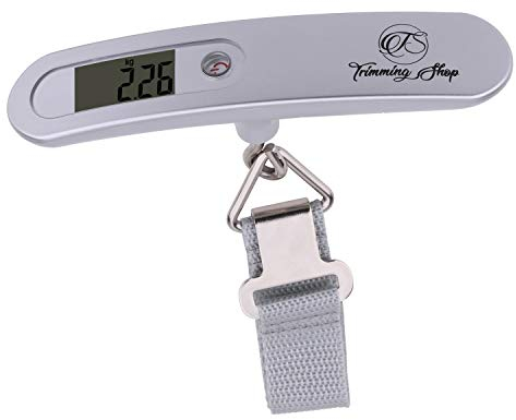 Trimming Shop Kofferwaage Digitale Kofferwaage tragbare digitale Waage 110 Pfund/50 kg elektronische Kofferwaage zum Aufhängen von Gepäck Waage mit LED Tarafunktion Starker Riemen Reiserucksack