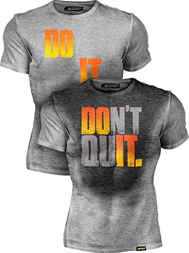 Actizio Schweiß Aktiviert Herren Gym Sport Training Fitness T-Shirt - Do It - Don't Quit (2XL, Grau)