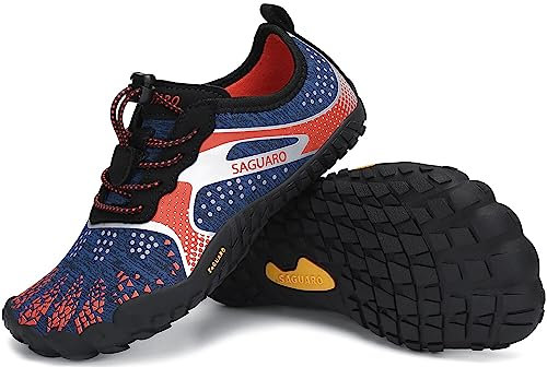 SAGUARO Chaussures Minimaliste Enfant Barefoot Shoes Garçons Chaussures Pieds Nus Filles Antidérapantes Barefoot Chaussure de Trail Aquatique Plage Randonnée pour Semelle Zero Drop bleu foncé EU GR.31