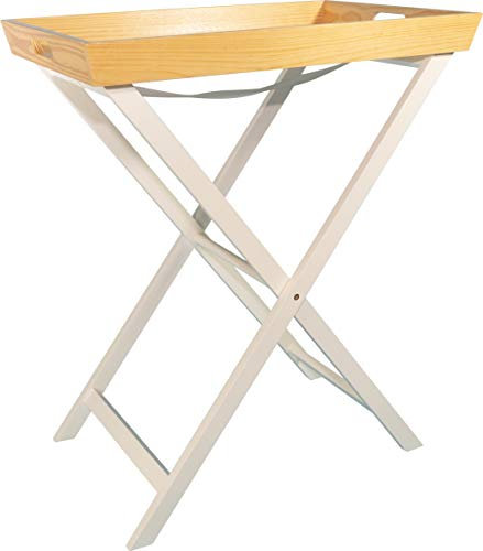 St Helens Home & Garden Folding Side Table with Removeable Tray For serving Drinks, Snacks, Food, Dinner (White)