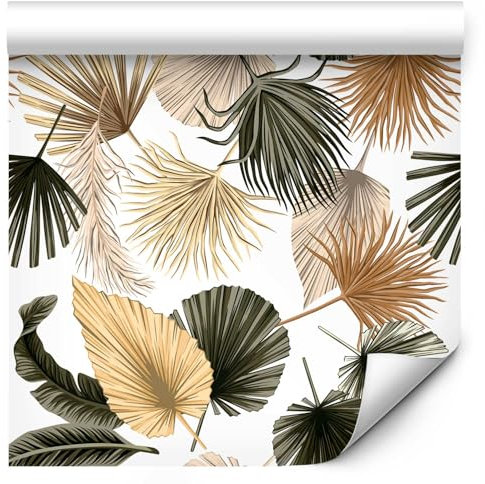 murando Papier Peint Adhesif 10m Décoration Murale Feuille Autocollante Stickers XXL pour Meubles Revetement Mural Tableaux Muraux Tapisserie Trompe l'oeil vert blanc beige b-B-0578-j-a