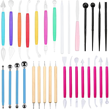 Set of 31 Fondant Pottery Decorating Sculpting Tools, Sugarcraft Cake Cookie Clay DIY Modeling Decorating Hand Sculpting Supplies