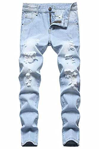HENGAO Skinny Jeans für Jungen, 1101 Hellblau, 14