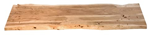 SAM Tischplatte 200x40 cm Louisa, Holzplatte Akazienholz massiv + naturfarben + lackiert, Baumkanten-Platte für Heimwerker, Arbeitsplatten, Tische & Fensterbretter