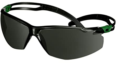 3M SecureFit 500 Safety Glasses, Green/Black frame, Anti-Scratch+ (K), IR 3.0 Grey lens, SF530ASP-GRN-EU