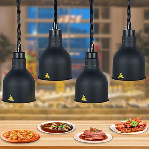 Lebensmittel Wärmelampe Kommerzielle Speisenwärmer Lampe 60-180cm Höhenverstellbar Wärmelampe Speisen, Hängend Wärmelampe Speisen - 250W nfrarot-Glühbirne, Schwarz