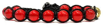 Samsara Tibetisches Buddhistisches Armband - Shamballa mit Roter Achat - Gewachster Baumwollfaden (SCHWARZ)