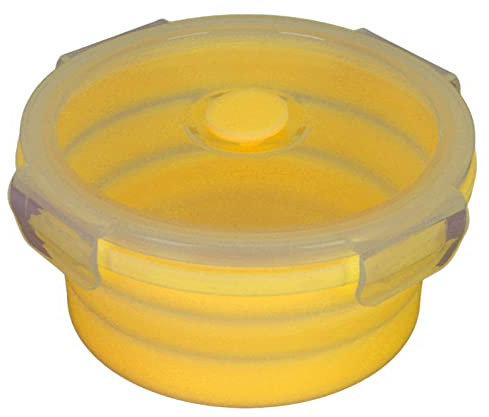 Collapsible Dog Bowl,Portable Foldable Silicone Pet Bowl Dog Travel Water Bowl Food Dishes with Lid for Dog Cat Outdoor Walking Traveling Hiking (Yellow)