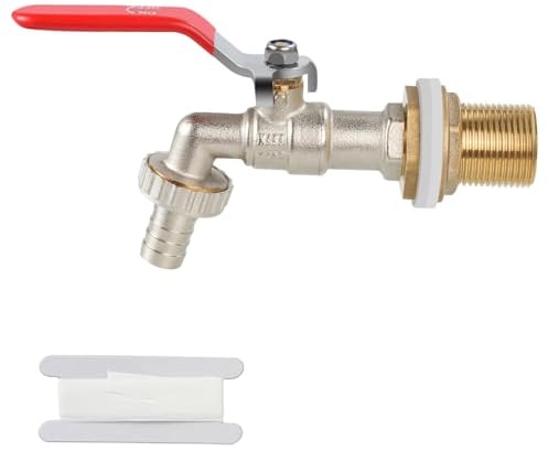 Drado 1/2'' Pouce Robinet à sphére Avec raccord de tuyau de qualité, Robinet de récupération d'eau sphérique extérieur, d'eau en Laiton, pour seau de pluie, réservoir, réservoir, seau de pluie