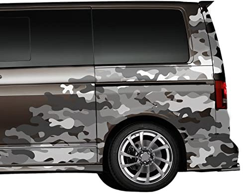 Finest Folia Auto Camouflage Matt Aufkleber Tuning Seitenaufkleber Sticker Set selbstklebend wasserfest zweiteiliges Set Zubehör RX048 (05 Grau)