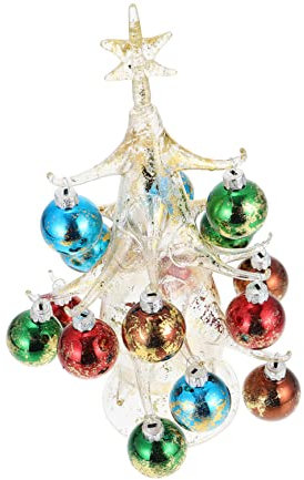 Garneck Glas Weihnachtsbaum Tischdeko Mit Bunten Kugeln Stilvolle Christbaumornamente Für Festliche Anlässe Perfektes Weihnachtsdekor Für Tisch Und Regale Für Kreative Weihnachtsfeiern