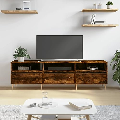 FIRBNUS TV-Schrank Räuchereiche 150x30x44,5 cm Holzwerkstoff Sideboard Fernseh Lowboard TV Board Fernsehschrank Cabinet Unterschrank für Wohnzimmer