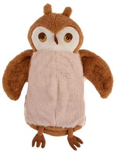 K Collection 3D Novelty Hot Water Bottle with Removable Cover - Owl Design - Soft Plush Cover - Premium Natural Rubber