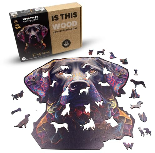 WOOD YOU DO Holzpuzzle Tiermotiv Holzpuzzle Für Erwachsene Wooden Puzzle Holzpuzzles Geschenkidee 418 Teile, 37x37cm (Friendly Labrador, A2, XXL)