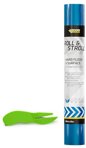 Roll & Stroll Premium Surface Protector - DIY Self Adhesive Protection for Hard Surfaces Roll and Stroll Floor Paint Protectors Waterproof Sturdy Trip Free Hard Floor Film Covering 75 Metres