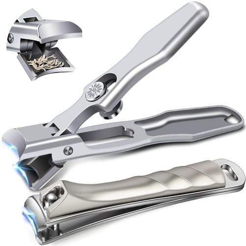 Nail Clippers for Men Thick Nails, 2024 Upgrade Large Toenail Clippers for Seniors Thick Toenails with Wide Opening, Ultra Sharp Anti Splash Fingernail Clipper Cutter Long Handle with Catcher