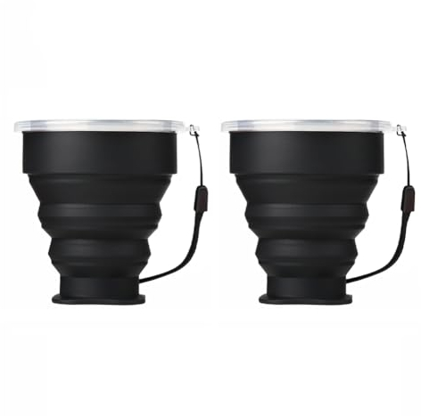 Aiweijia Balles de camping, 2 tasses de silicone pliables, tasses de voyage pliables tasses de voyage portables avec tapis en plastique pique-nique en plein air