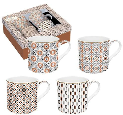 Easy Life COFFRET 4 MUGS 30CL EN PORCELAINE COFFEE MANIA New