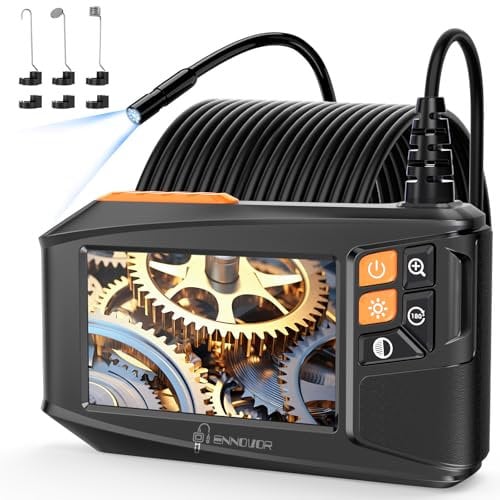 Ennovor Endoscope Inspection Camera, 4.3'' IPS Screen Inspection Camera, 1920P Digital Borescope, No App No Wifi Endoscope, 8 Adjust LED Lights, IP67 Flexible Cable Waterproof Drain Camera(16.4ft/ 5m)