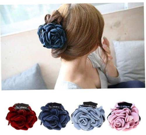 Pince à Cheveux Femmes Tissu Fleur Griffe 4 PièCes Griffe de Cheveux Pinces à Pinces Pour Accessoires Chapeaux