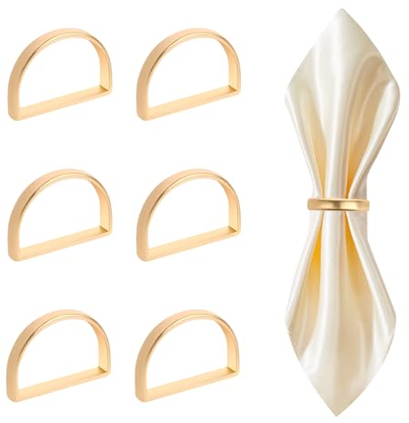 Giantree 6 Stück Gold Serviettenringe, Serviettenschnallen Serviettenring Halbrunder Metall Napkin Ring Schnallenhalter Tischdekoration für Hochzeit Hotel Geburtstag Party