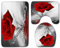 Bad Teppiche Set 3-Teiliges Graue Rote Rose WC Vorleger Mit Ausschnitt Badematte Saugfähig WC Deckelbezug Badvorleger rutschfest Waschbar Toilettensitzbezug Badgarnitur (45x75cm)