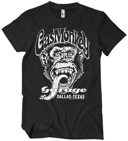 Gas Monkey Garage Offizielles Lizenzprodukt Dallas, Texas Herren-T-Shirt (Schwarz), Medium