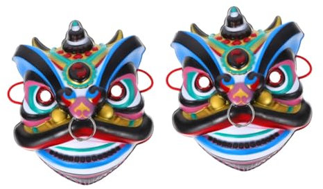 Vaguelly 2 Pièces Masque De Oriental Éveil Masque De Manuel Manuel Pour Hommes Scène De Performance Réunion Annuelle Masque De Dragon Chinois Demi-Masque Animal Mignon