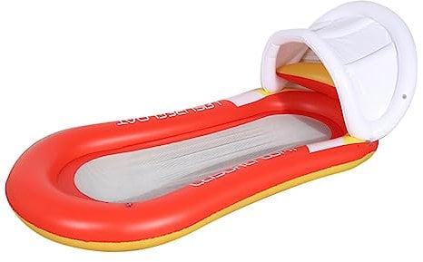 TOYANDONA Aufblasbares Schwebebett Liege Wasserhängematte Schwimmreihe Aufblasbare Reihe Mit Abnehmbarem Sonnensegel Aus PVC-Material Und Nylonnetz Für Komfort Dem Wasser Orange