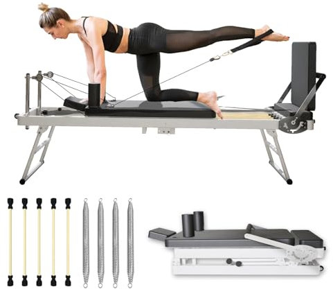 Pilates Reformer Maschine,CEIEVER Pilates Reformer für Zuhause Faltbare Pilates Ausrüstung für Home Workouts Tragbare Reformer Pilates Maschine für Home Gym