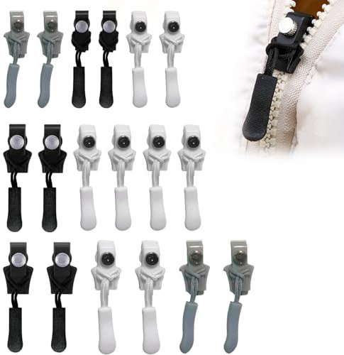 18 Stück Reißverschluss Reparatur Set, Reißverschluss Zipper,Reisverschluss-Zipper Ersatz,3 Größen Ersatz Zipper für Reißverschlüsse Geeignet für Koffer,Rucksäcke,Jacken Usw(Schwarz,Weiß,Grau)