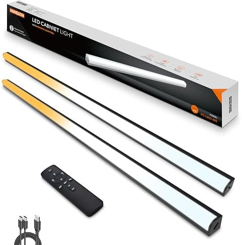 MEKKLEON Unterbauleuchte küche led mit Fernbedienung, wiederaufladbare Ladenleuchte vitrinenbeleuchtung led kabellose für Kleiderschrank (Black, 60CM)