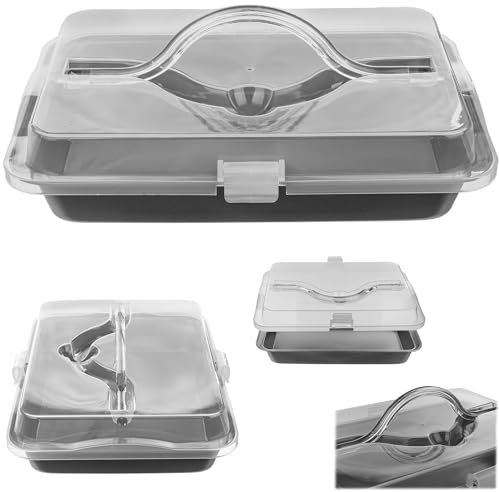 KADAX Molde para hornear con tapa y revestimiento antiadherente, molde rectangular de acero para tartas, pan tostado, tarta de queso, brownie, molde de caja (32,5 x 22,5 x 5 cm)