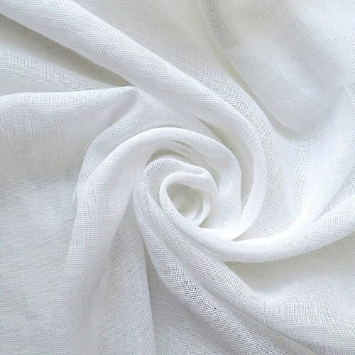 Seihtuch aus natürlichem Musselin, 100 % Baumwolle, 55 g/m², 130 cm breit, ideal zum Quilten, Basteln, Käse, Stanznadeln, Stickereien und Musselin-Babytücher – Stoff, Weiß, 5 m