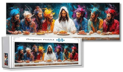 Puzzle Das letzte Abendmahl 900 Teile Berühmte Gemälde Puzzle Erwachsene Anspruchsvoll Groß XXL 87x34cm Jigsaw panorama, 2025 Impossible Jigsaw, Klassische Holzpuzzle für Erwachsene Männer, Frauen D-8