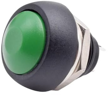 Botón pulsador de plástico pequeño 33B, cabeza redonda, interruptor momentáneo de encendido y apagado, 2 pines, 12 mm, reinicio de energía, sin bloqueo, 5/10 unidades(Green,10pcs)