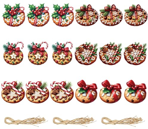 Rainway Set di 18 decorazioni natalizie creative a forma di biscotti con canna da zucchero, ciondoli per albero di Natale, regali di festa, decorazione fai da te